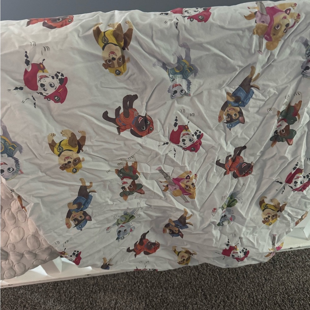 Pottery Barn Paw Patrol crib fitted sheet Featuring Colorful Character Print